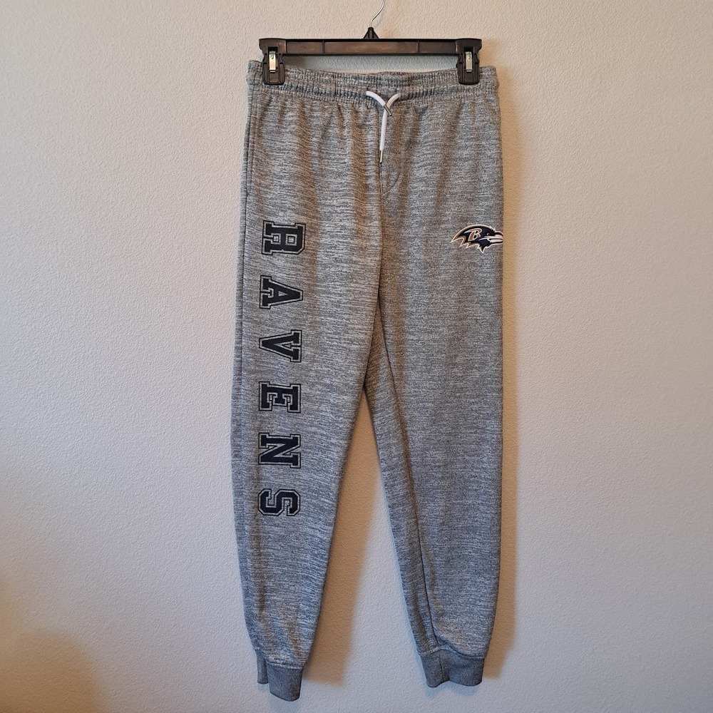 NFL Ultra Game Baltimore Ravens Kids Jogger Pants Gray Space Dye Size 14-16 XL